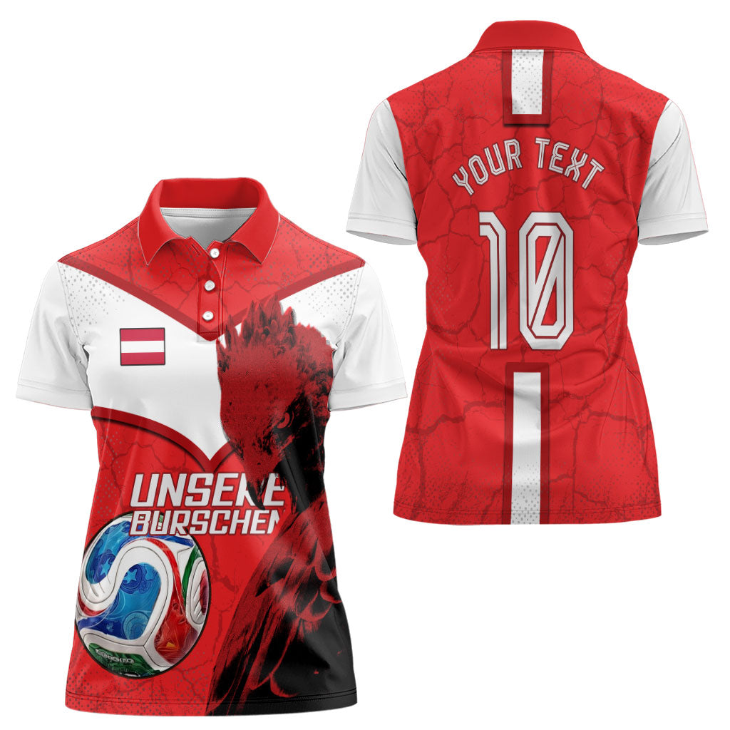 Personalized Austria Football Women Polo Shirt Unsere Burschen Eagle Mascot