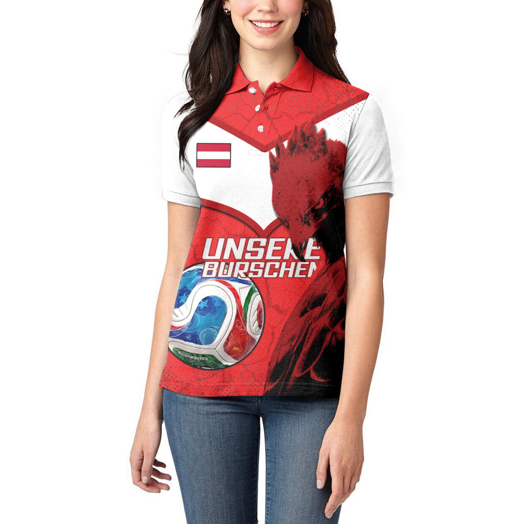 Personalized Austria Football Women Polo Shirt Unsere Burschen Eagle Mascot