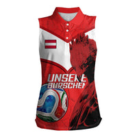 Personalized Austria Football Women Sleeveless Polo Shirt Unsere Burschen Eagle Mascot