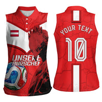 Personalized Austria Football Women Sleeveless Polo Shirt Unsere Burschen Eagle Mascot