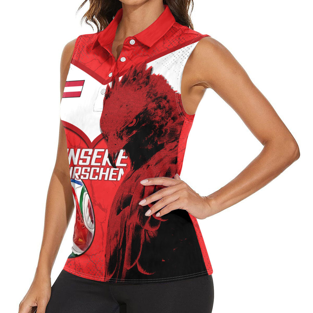 Personalized Austria Football Women Sleeveless Polo Shirt Unsere Burschen Eagle Mascot