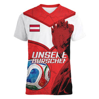 Personalized Austria Football Women V-Neck T-Shirt Unsere Burschen Eagle Mascot