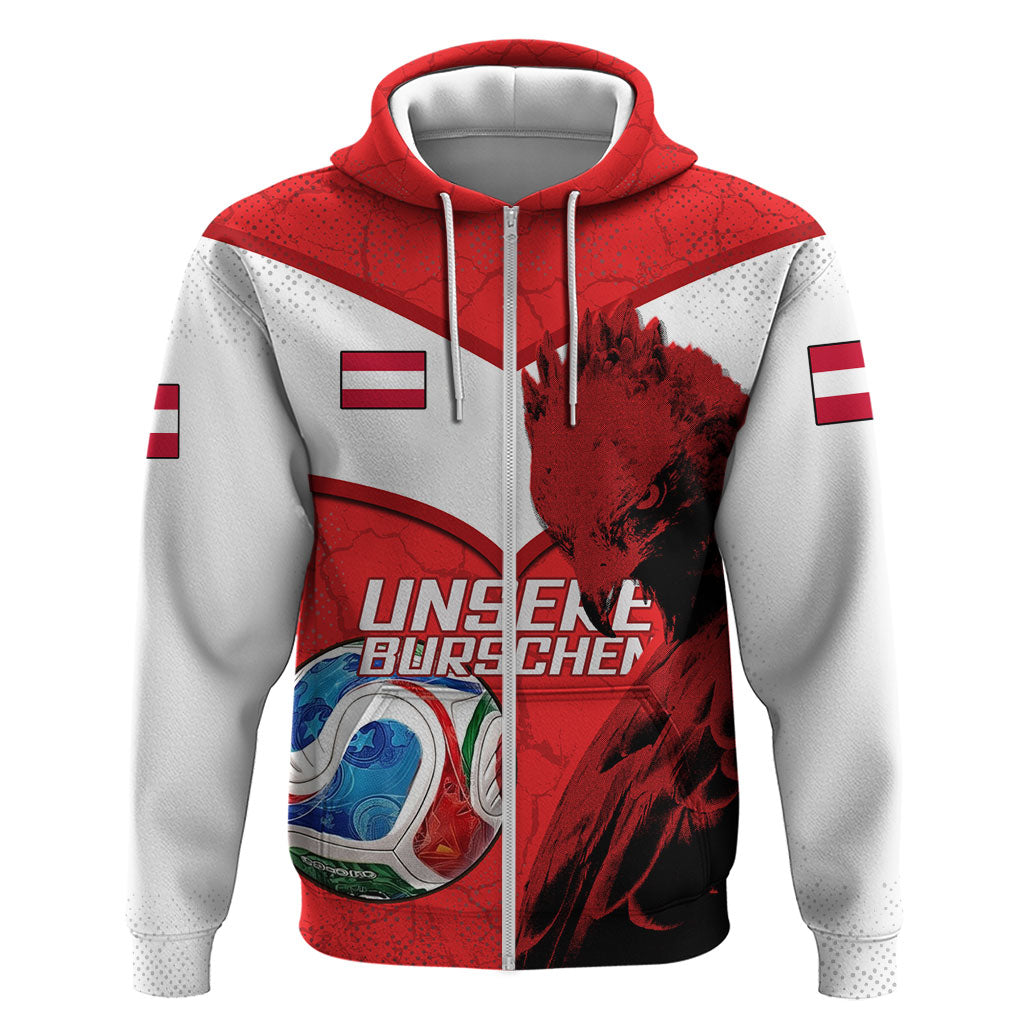 Personalized Austria Football Zip Hoodie Unsere Burschen Eagle Mascot