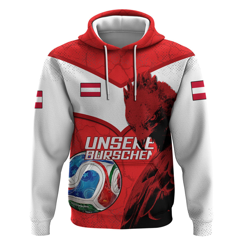 Personalized Austria Football Zip Hoodie Unsere Burschen Eagle Mascot