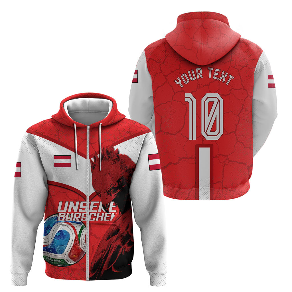 Personalized Austria Football Zip Hoodie Unsere Burschen Eagle Mascot
