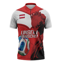 Personalized Austria Football Zipper Polo Shirt Unsere Burschen Eagle Mascot