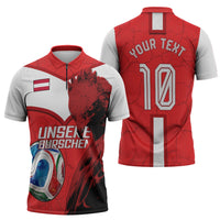 Personalized Austria Football Zipper Polo Shirt Unsere Burschen Eagle Mascot