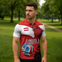 Personalized Austria Football Zipper Polo Shirt Unsere Burschen Eagle Mascot