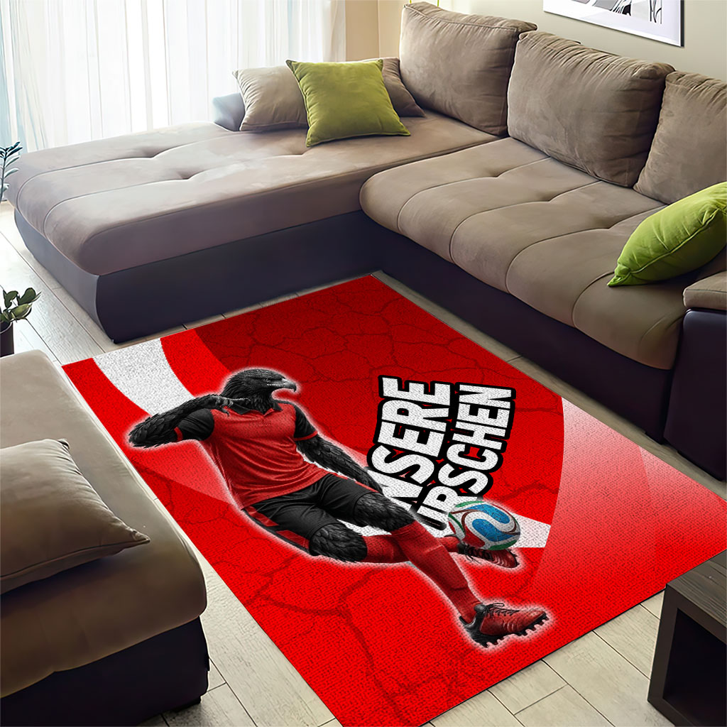 Austria Football Unsere Burschen Area Rug Eagle Mascot Patriotic Wave Grunge