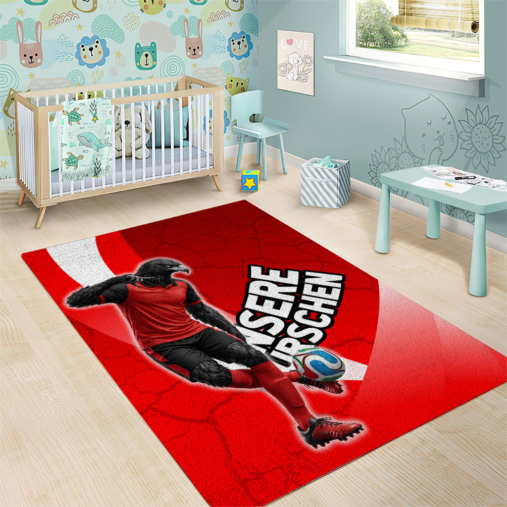 Austria Football Unsere Burschen Area Rug Eagle Mascot Patriotic Wave Grunge