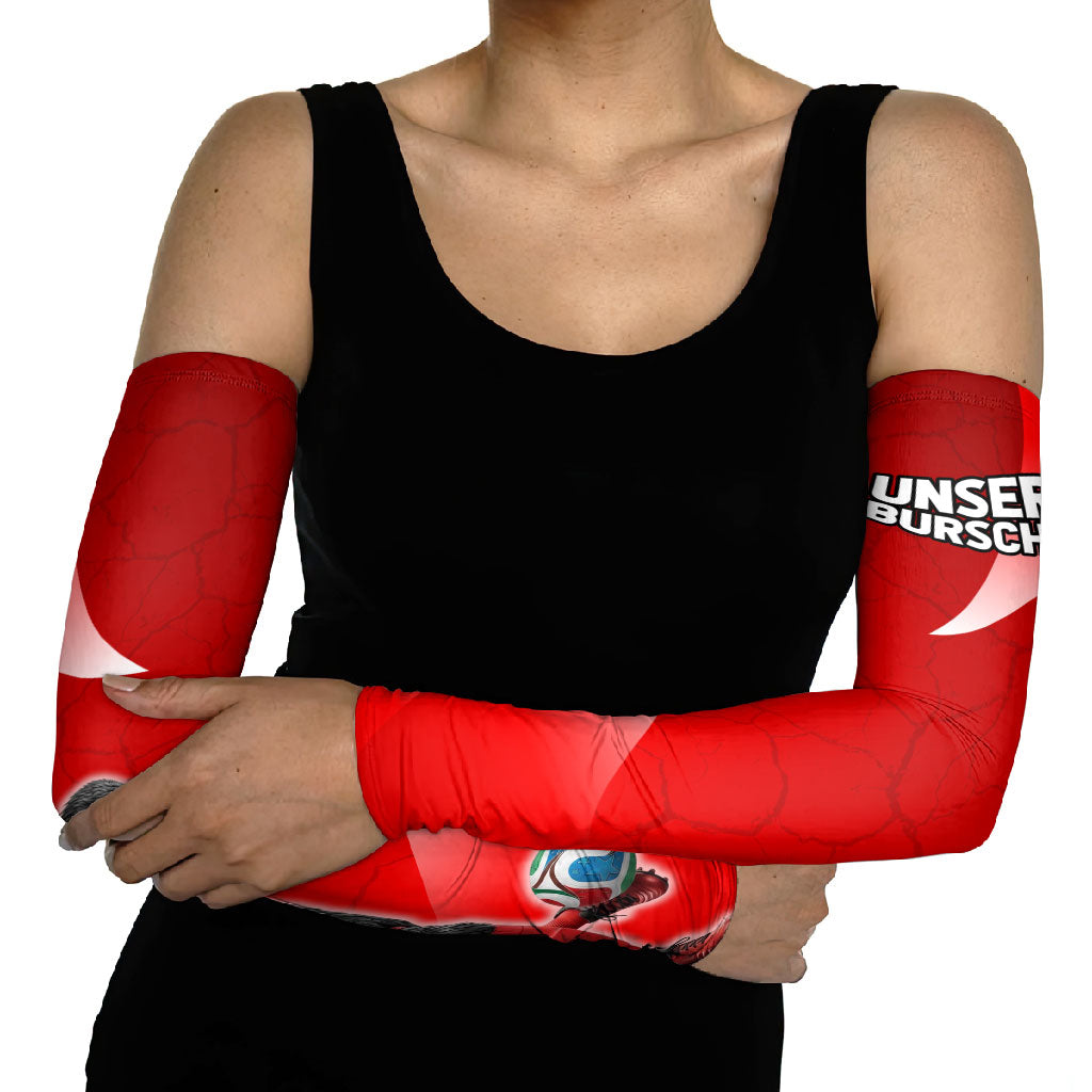 Austria Football Unsere Burschen Arm Sleeves Eagle Mascot Patriotic Wave Grunge
