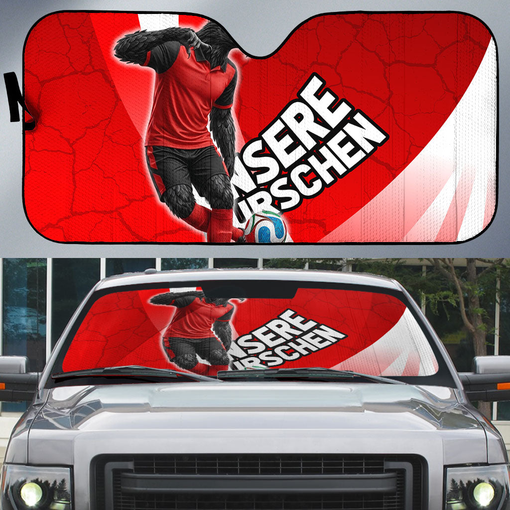 Austria Football Unsere Burschen Auto Sun Shade Eagle Mascot Patriotic Wave Grunge
