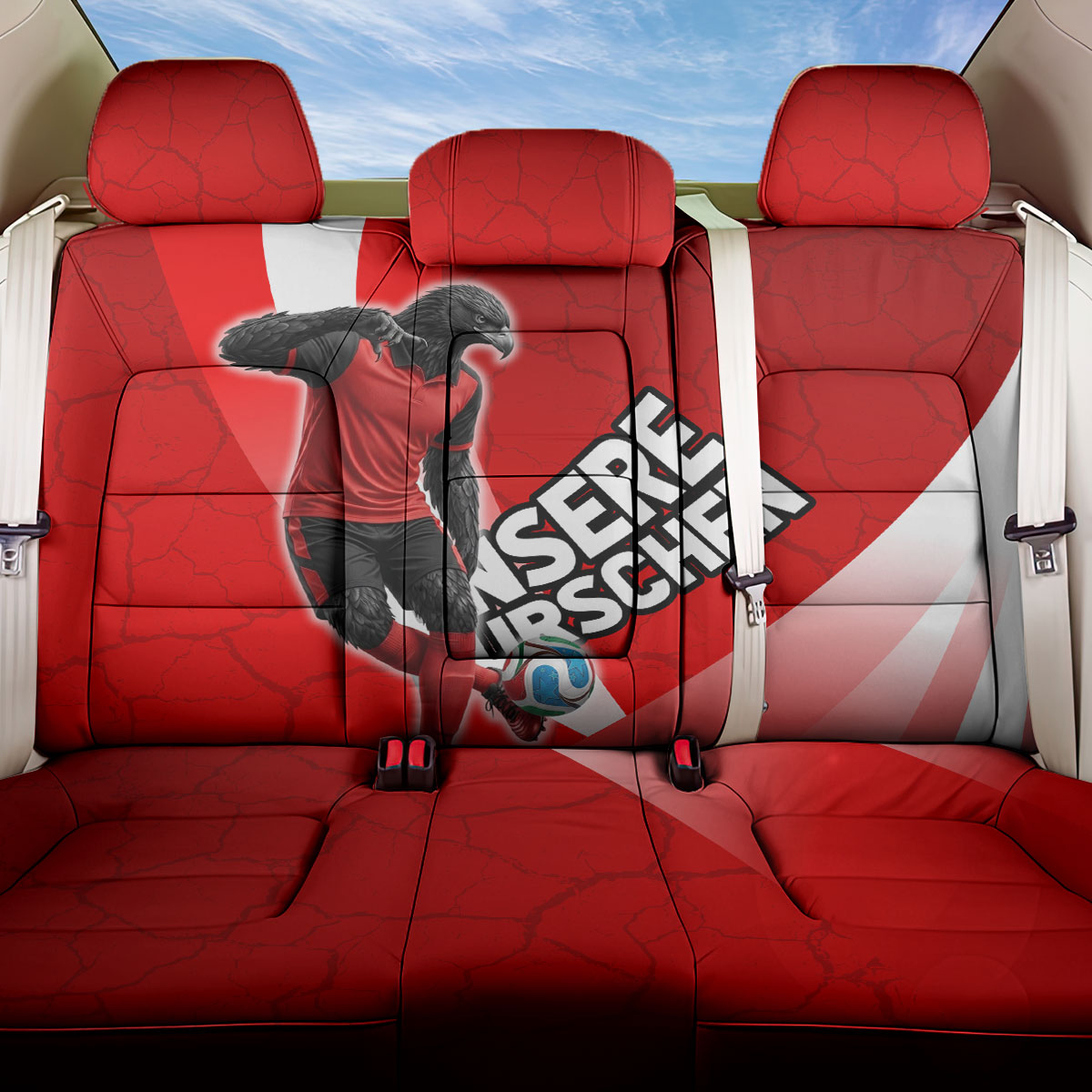 Austria Football Unsere Burschen Back Car Seat Cover Eagle Mascot Patriotic Wave Grunge