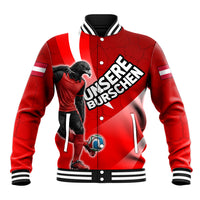 Personalized Austria Football Unsere Burschen Baseball Jacket Eagle Mascot Patriotic Wave Grunge