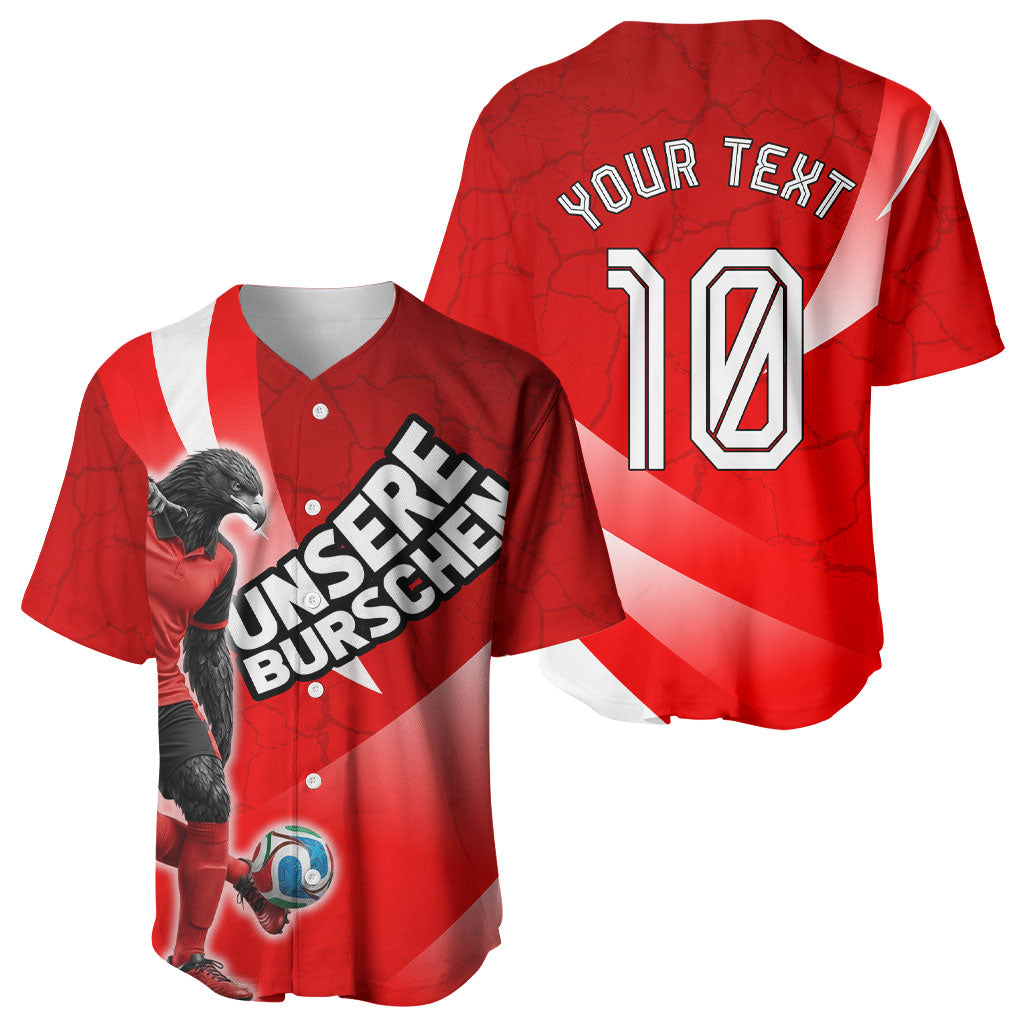 Personalized Austria Football Unsere Burschen Baseball Jersey Eagle Mascot Patriotic Wave Grunge