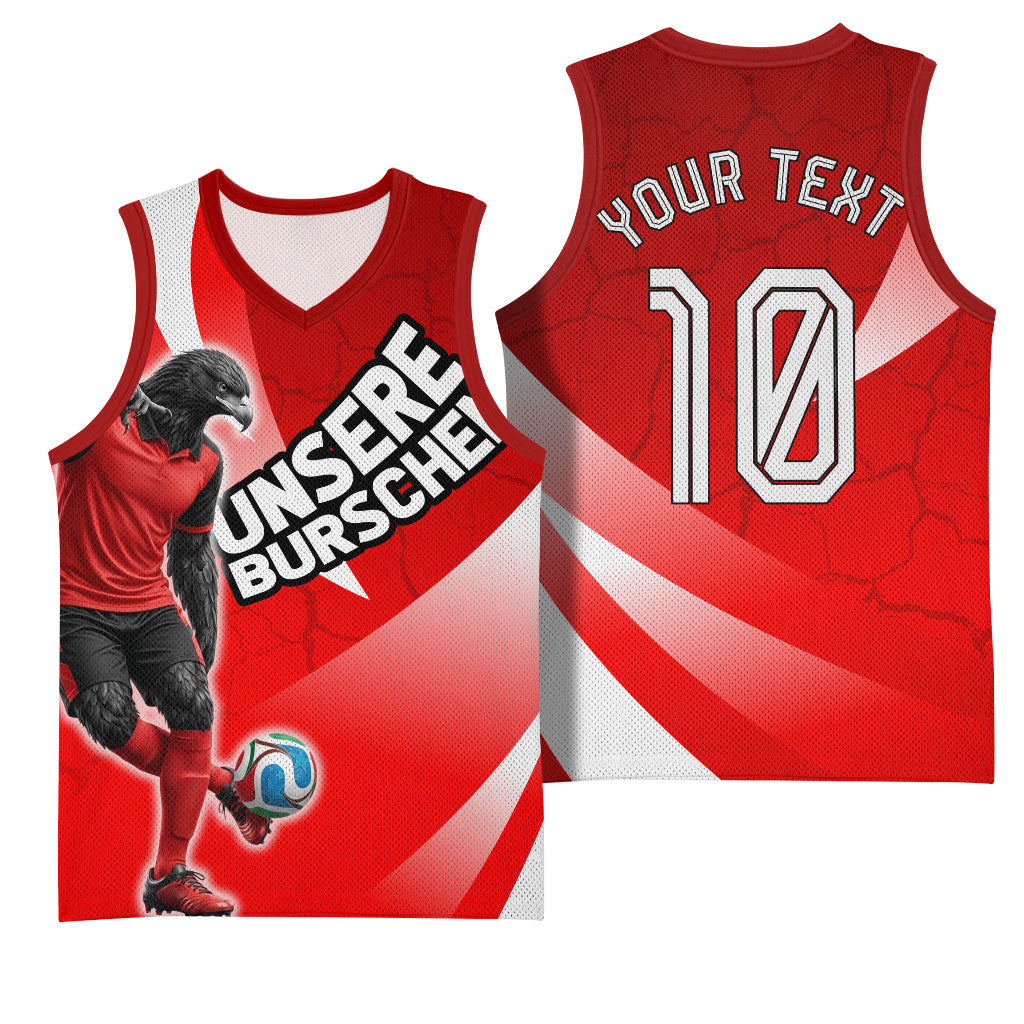 Personalized Austria Football Unsere Burschen Basketball Jersey Eagle Mascot Patriotic Wave Grunge