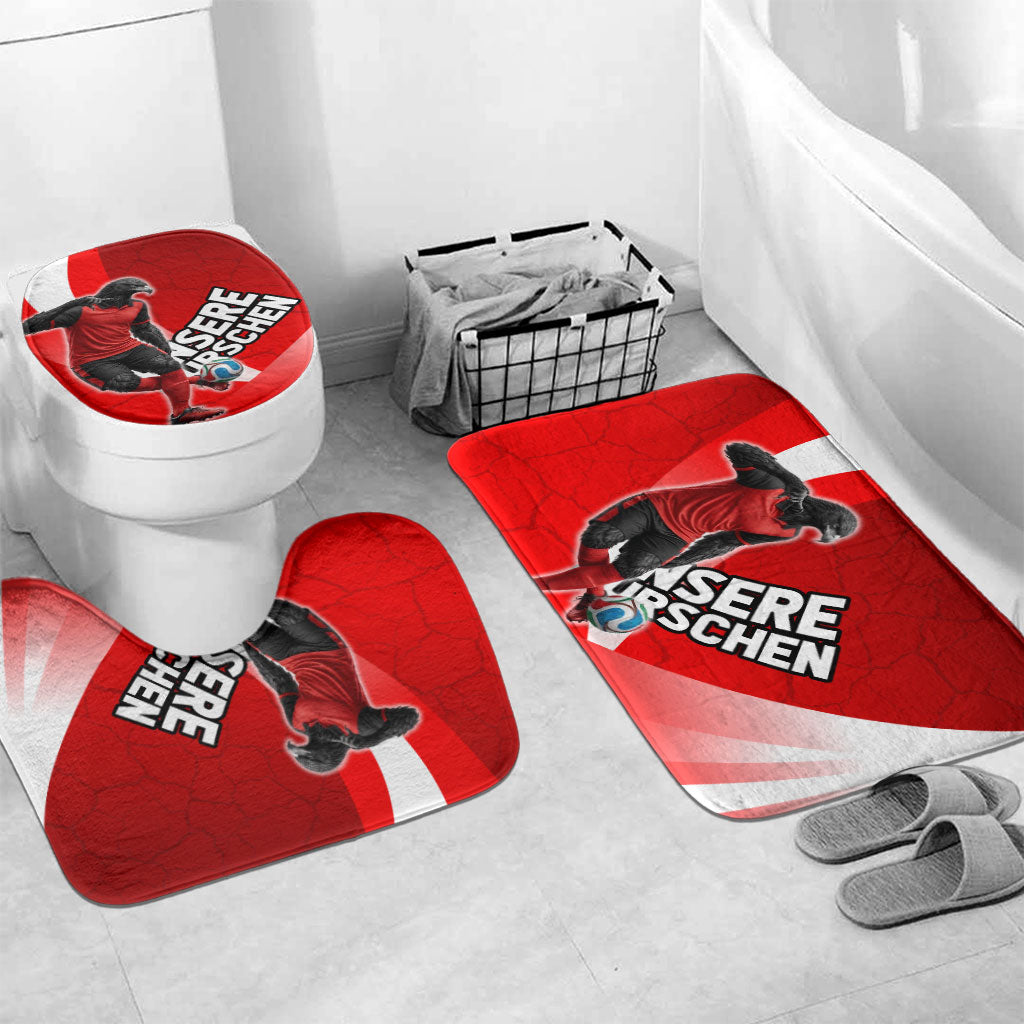 Austria Football Unsere Burschen Bathroom Set Eagle Mascot Patriotic Wave Grunge