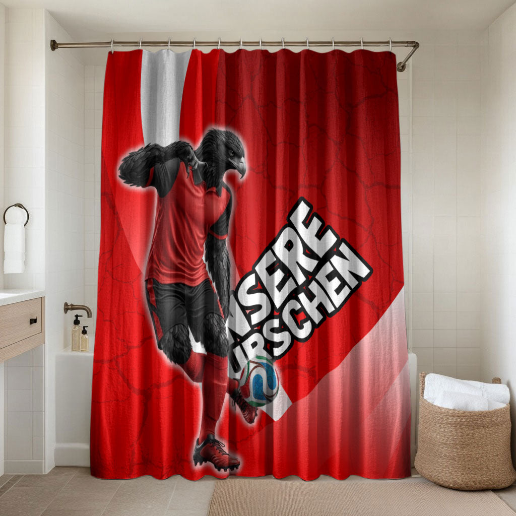 Austria Football Unsere Burschen Bathroom Set Eagle Mascot Patriotic Wave Grunge