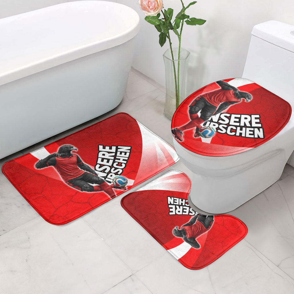Austria Football Unsere Burschen Bathroom Set Eagle Mascot Patriotic Wave Grunge