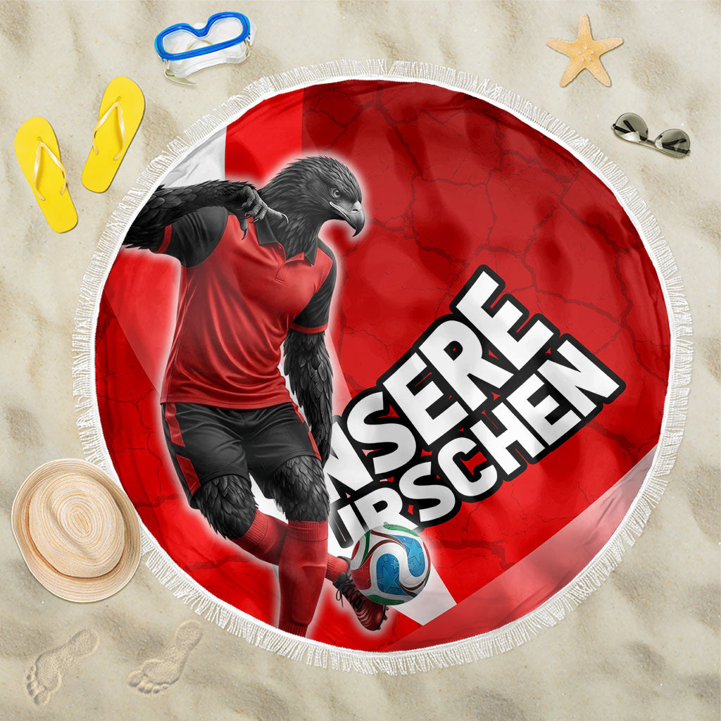 Austria Football Unsere Burschen Beach Blanket Eagle Mascot Patriotic Wave Grunge