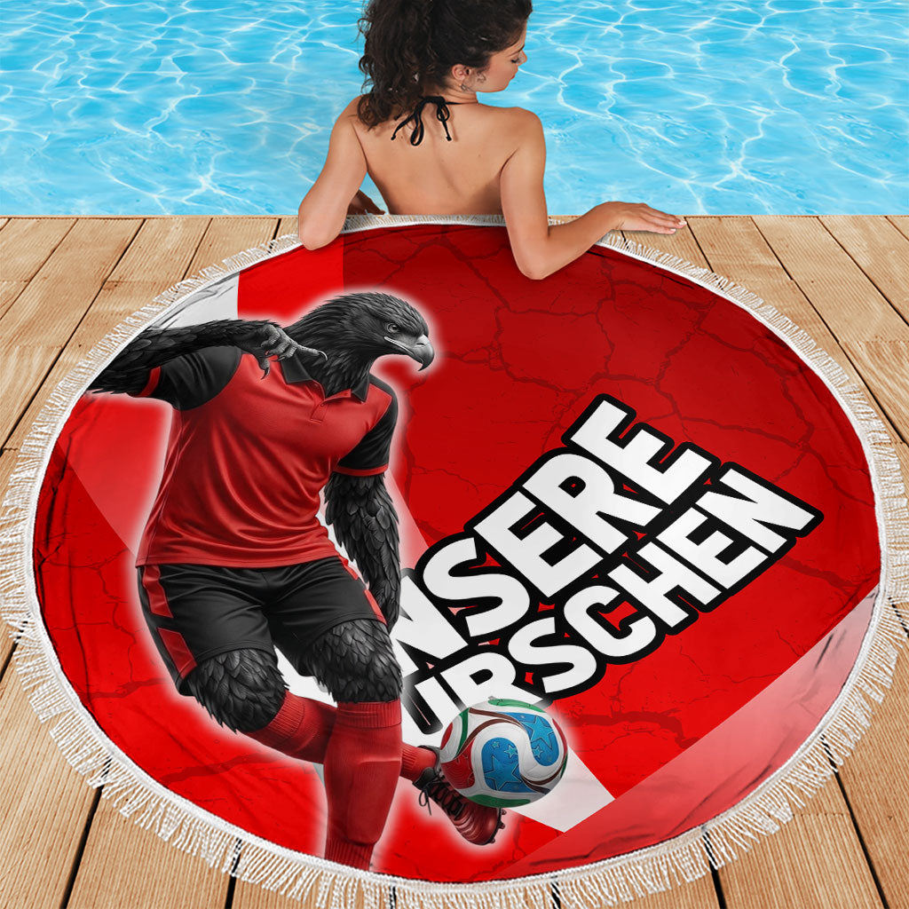 Austria Football Unsere Burschen Beach Blanket Eagle Mascot Patriotic Wave Grunge