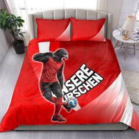 Austria Football Unsere Burschen Bedding Set Eagle Mascot Patriotic Wave Grunge