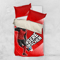 Austria Football Unsere Burschen Bedding Set Eagle Mascot Patriotic Wave Grunge