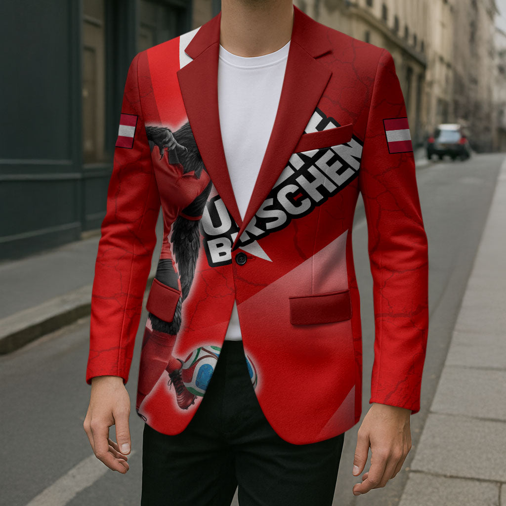 Personalized Austria Football Unsere Burschen Blazer Eagle Mascot Patriotic Wave Grunge