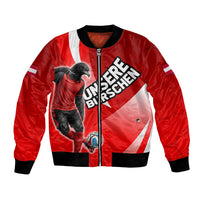 Personalized Austria Football Unsere Burschen Bomber Jacket Eagle Mascot Patriotic Wave Grunge