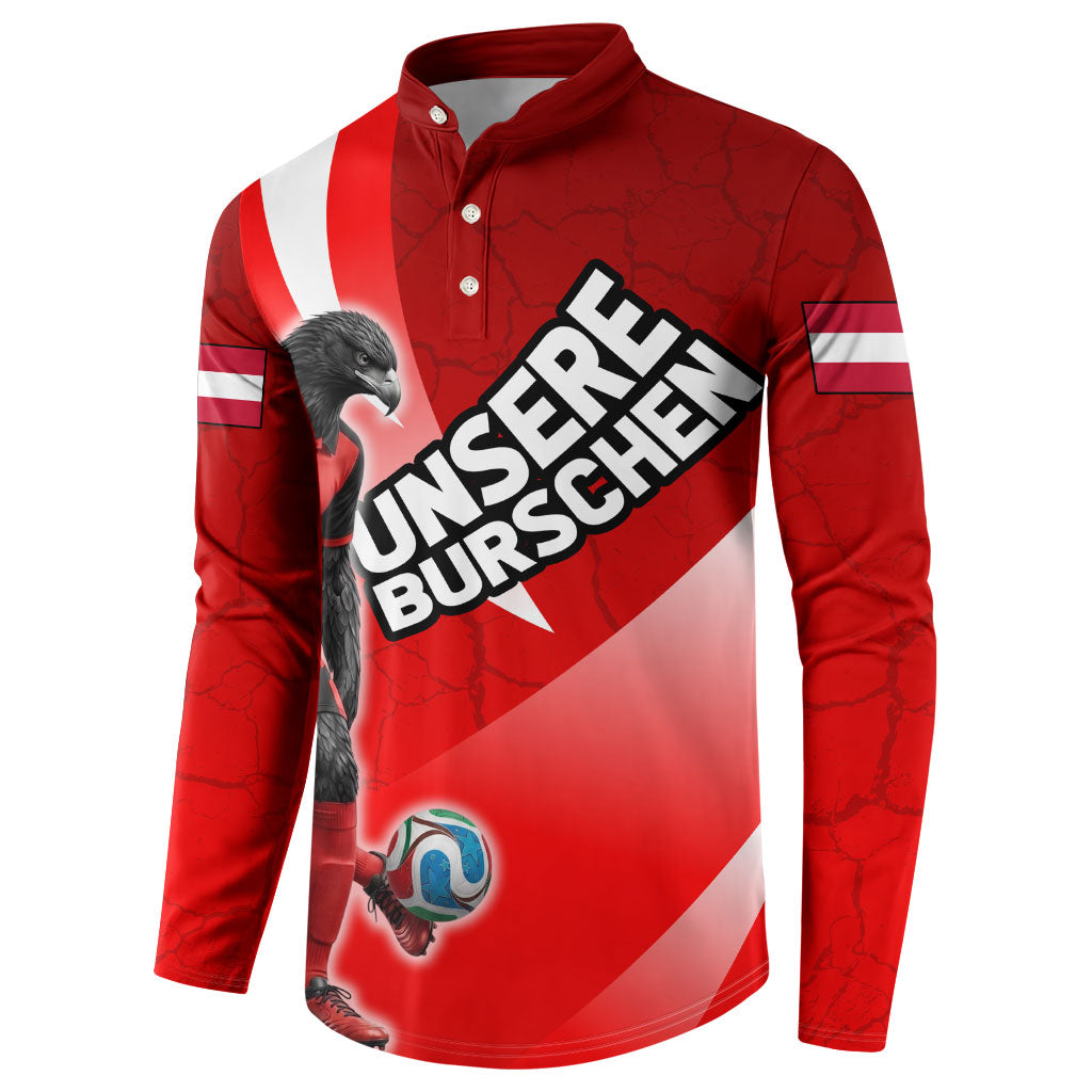 Personalized Austria Football Unsere Burschen Button Sweatshirt Eagle Mascot Patriotic Wave Grunge