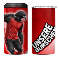 Austria Football Unsere Burschen 4 in 1 Can Cooler Tumbler Eagle Mascot Patriotic Wave Grunge