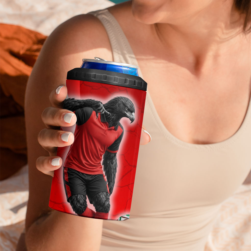 Austria Football Unsere Burschen 4 in 1 Can Cooler Tumbler Eagle Mascot Patriotic Wave Grunge