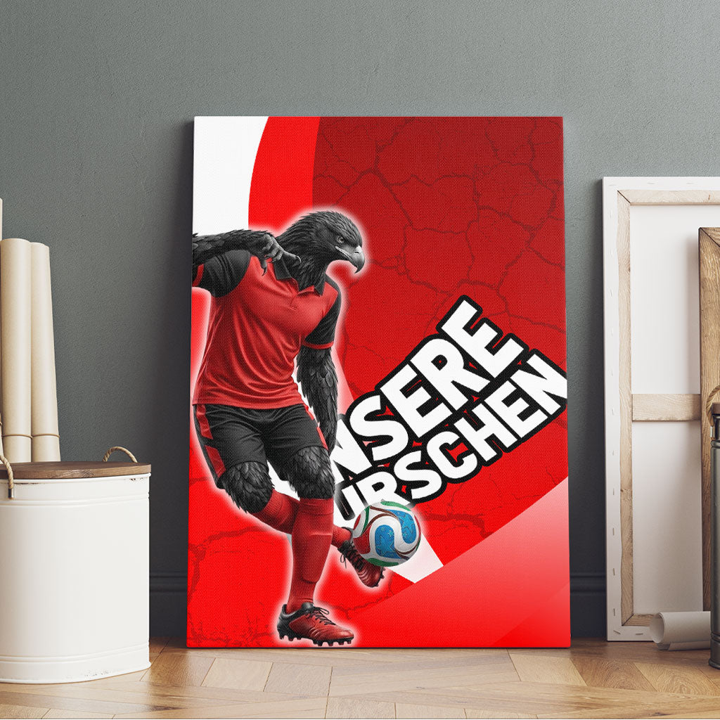 Austria Football Unsere Burschen Canvas Wall Art Eagle Mascot Patriotic Wave Grunge