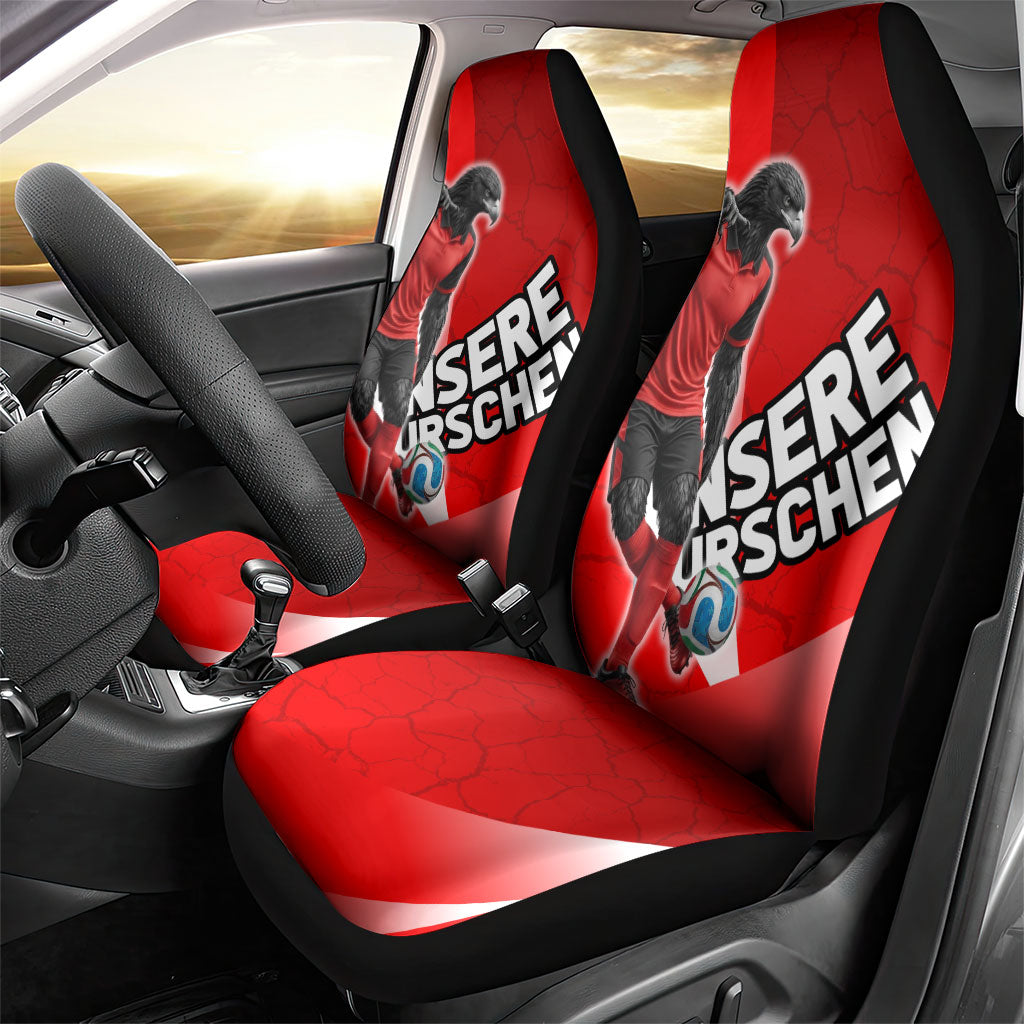 Austria Football Unsere Burschen Car Seat Cover Eagle Mascot Patriotic Wave Grunge