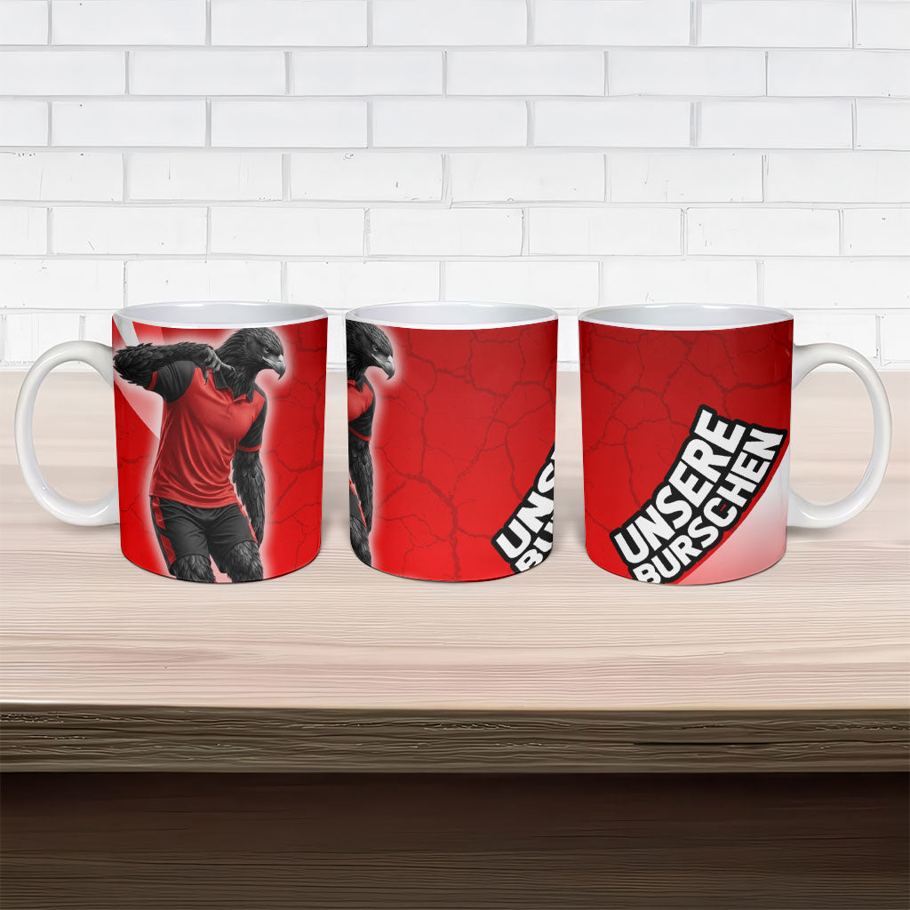 Austria Football Unsere Burschen Ceramic Mug Eagle Mascot Patriotic Wave Grunge