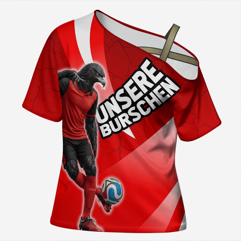 Personalized Austria Football Unsere Burschen Cross Shoulder Shirt Eagle Mascot Patriotic Wave Grunge