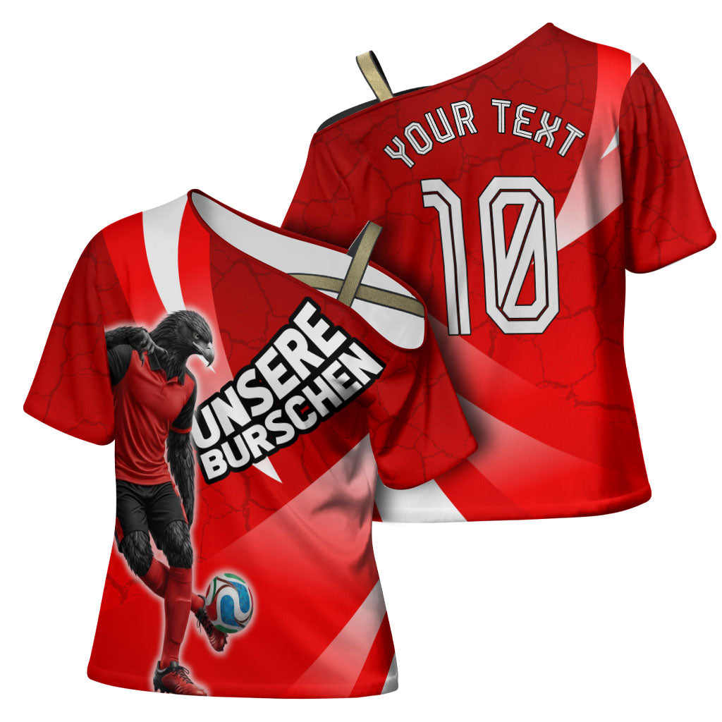 Personalized Austria Football Unsere Burschen Cross Shoulder Shirt Eagle Mascot Patriotic Wave Grunge
