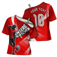 Personalized Austria Football Unsere Burschen Cross Shoulder Shirt Eagle Mascot Patriotic Wave Grunge