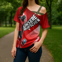 Personalized Austria Football Unsere Burschen Cross Shoulder Shirt Eagle Mascot Patriotic Wave Grunge