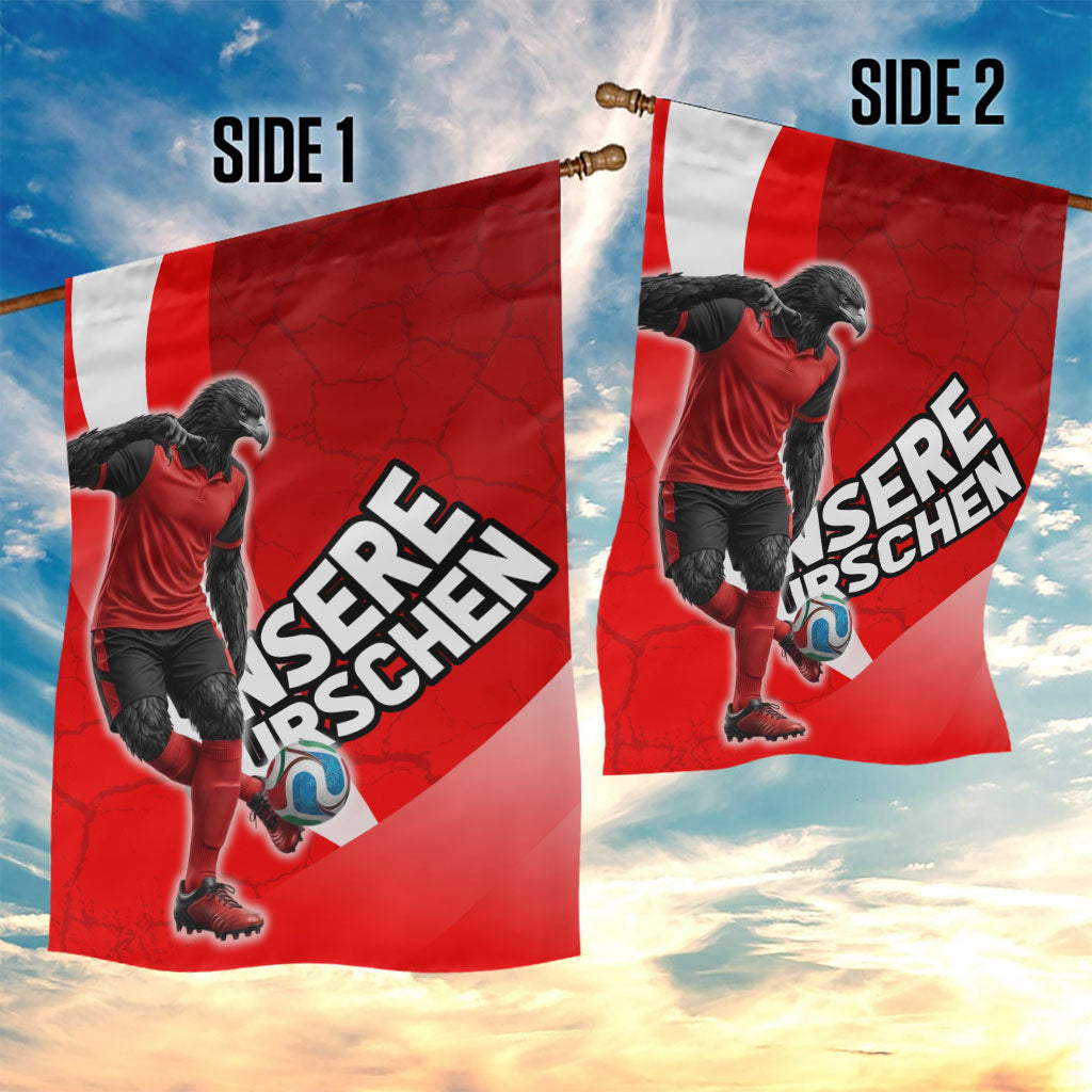 Austria Football Unsere Burschen Garden Flag Eagle Mascot Patriotic Wave Grunge