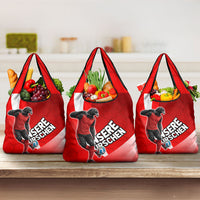 Austria Football Unsere Burschen Grocery Bag Eagle Mascot Patriotic Wave Grunge