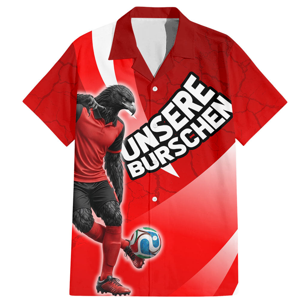 Personalized Austria Football Unsere Burschen Hawaiian Shirt Eagle Mascot Patriotic Wave Grunge