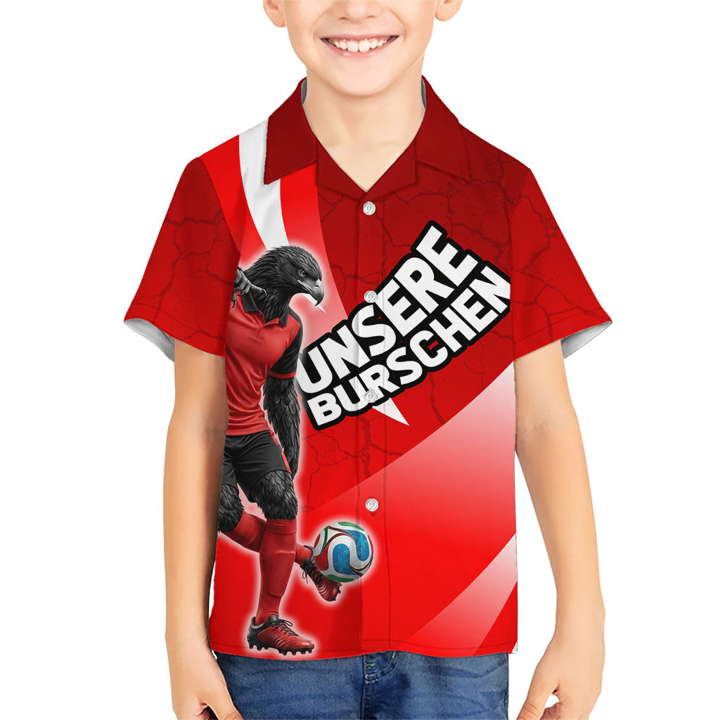 Personalized Austria Football Unsere Burschen Hawaiian Shirt Eagle Mascot Patriotic Wave Grunge