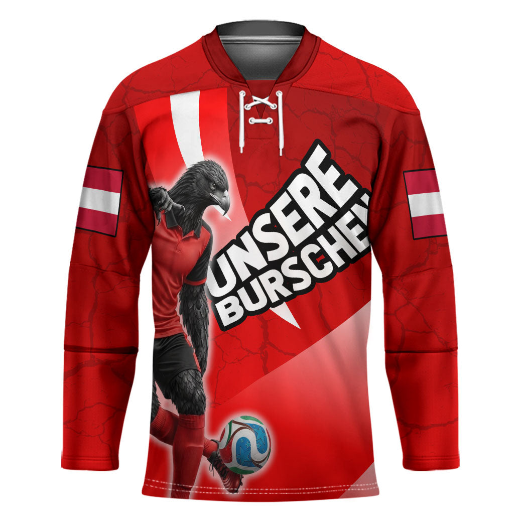 Personalized Austria Football Unsere Burschen Hockey Jersey Eagle Mascot Patriotic Wave Grunge