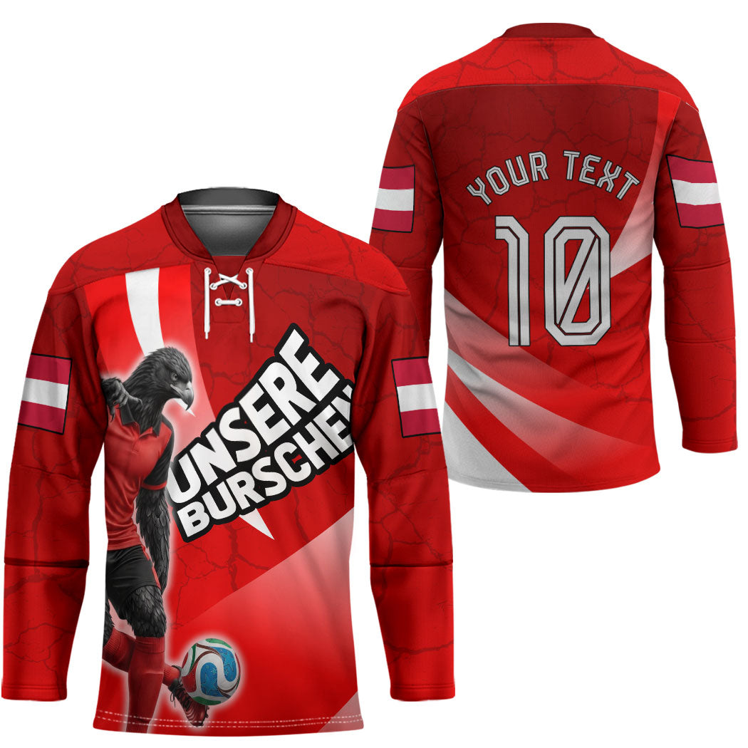 Personalized Austria Football Unsere Burschen Hockey Jersey Eagle Mascot Patriotic Wave Grunge