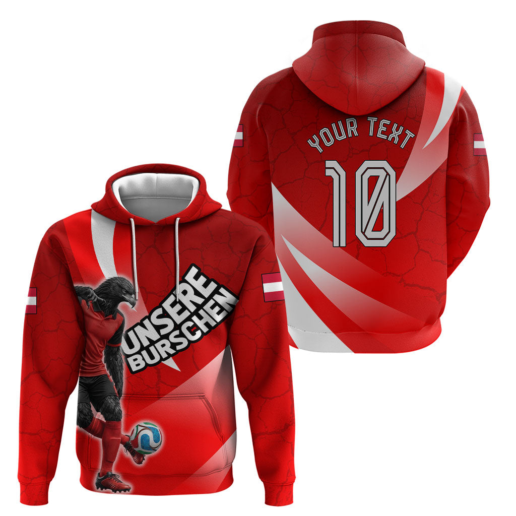 Personalized Austria Football Unsere Burschen Hoodie Eagle Mascot Patriotic Wave Grunge