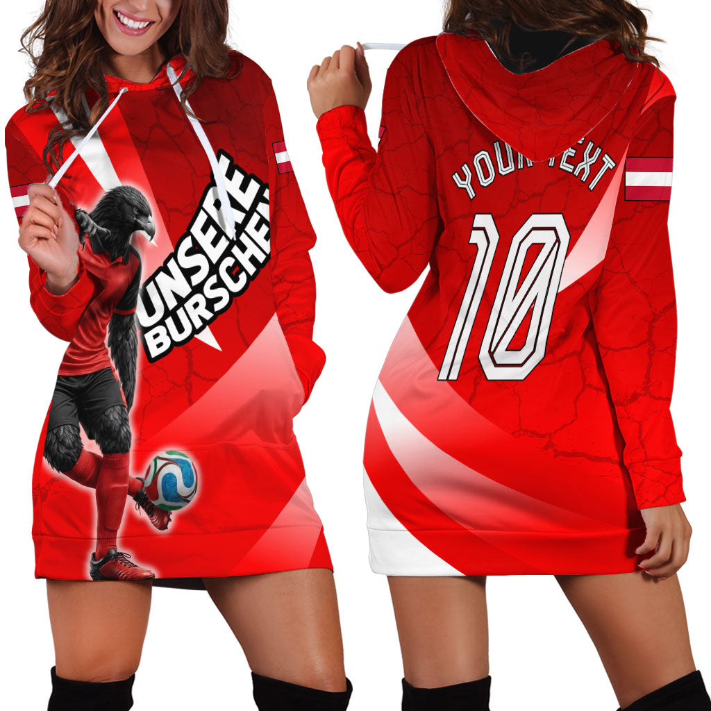 Personalized Austria Football Unsere Burschen Hoodie Dress Eagle Mascot Patriotic Wave Grunge