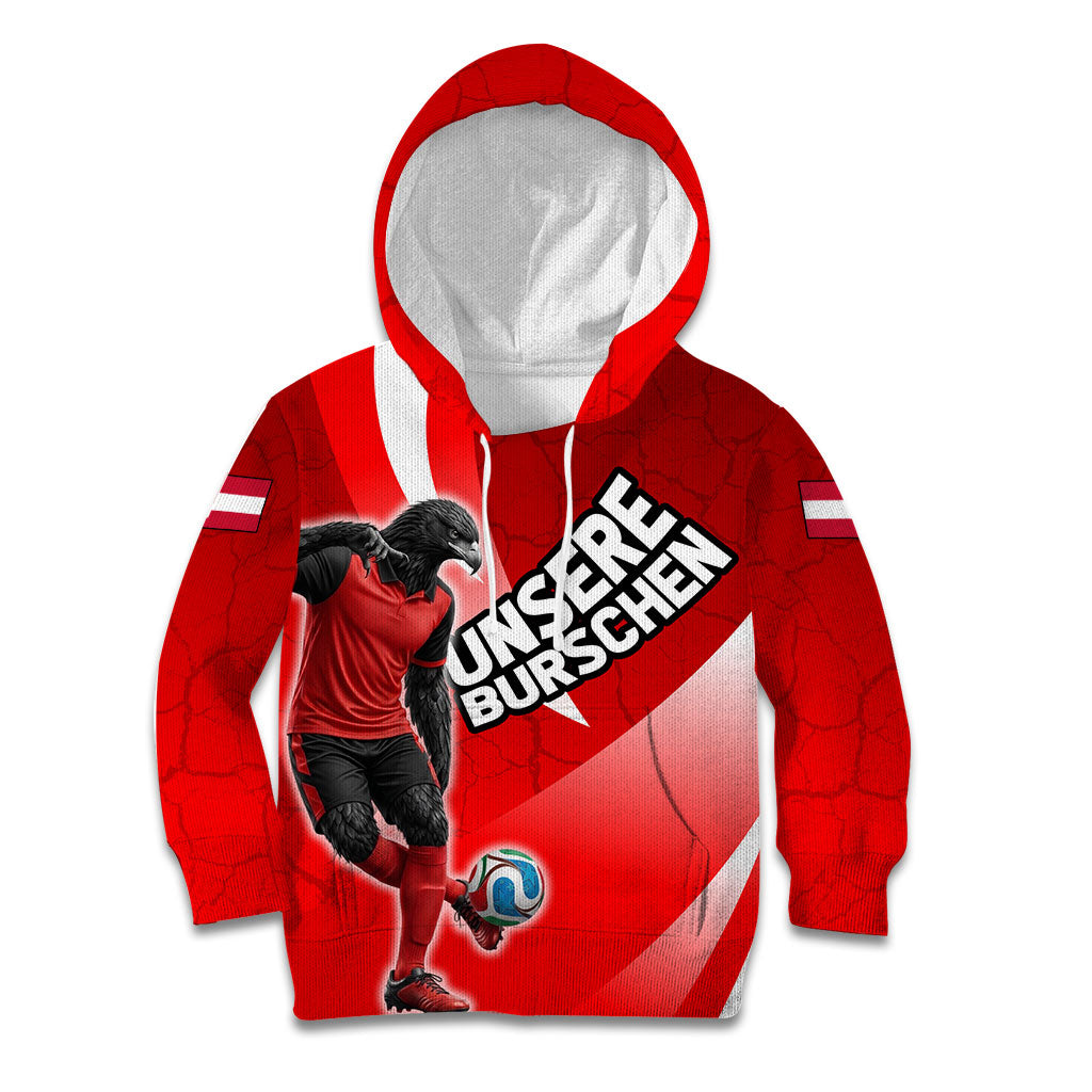 Personalized Austria Football Unsere Burschen Kid Hoodie Eagle Mascot Patriotic Wave Grunge