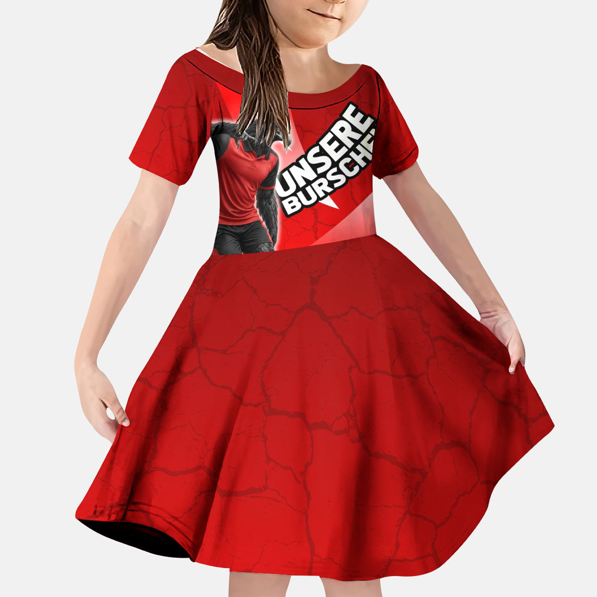Personalized Austria Football Unsere Burschen Kid Short Sleeve Dress Eagle Mascot Patriotic Wave Grunge