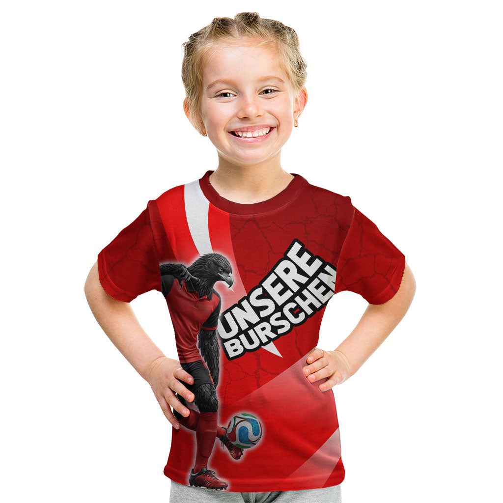 Personalized Austria Football Unsere Burschen Kid T Shirt Eagle Mascot Patriotic Wave Grunge